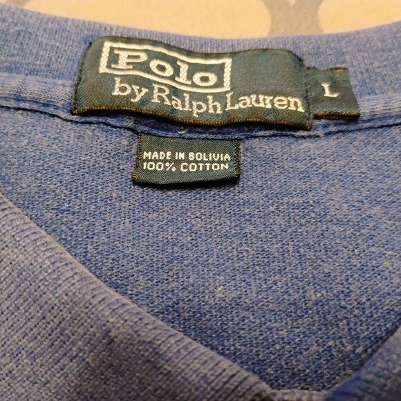 Ralph Lauren Long Sleeve Knit Polo Shirt Men's Large Bright Blue - Picture 4 of 7